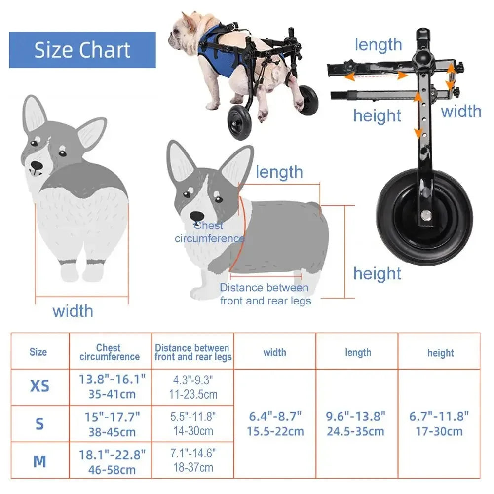 Pet Trolley Pet Wheelchair Adjustable Hind Leg Disabled Pet Dog Mobility Aid Light Rehabilitation Legs Walk Trolley Tools