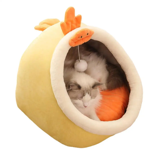 Warm Cozy Pet Bed Non-slip Bottom Cat House Cushion Removable and Washable Pet Sleeping Nest Bed