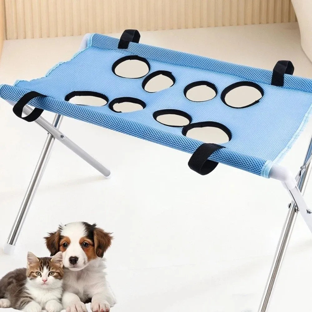 Anti-Scratch Pet Grooming Hammock Adjustable Detachable Pet Restraint Station Sturdy Support Frame Pet Bathing Rack Small Dog