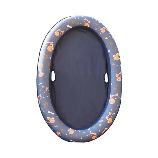 Pet Swimming Pool Raft Inflatable PVC Pool Raft with Printing Pattern Outdoor Water Playing Toy, Blue