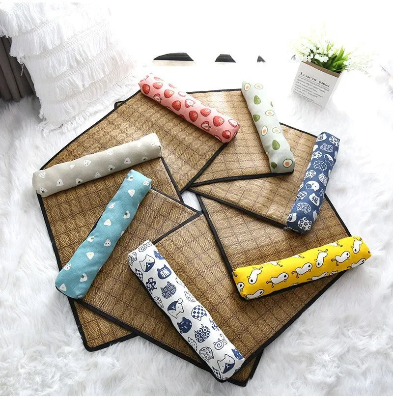 Cat Natural Cooling Mat Summer Pet Self Cooling Pad Cat Bed Mat For Dogs Indoor Rattan Weave Mat Sleeping Cat Bed