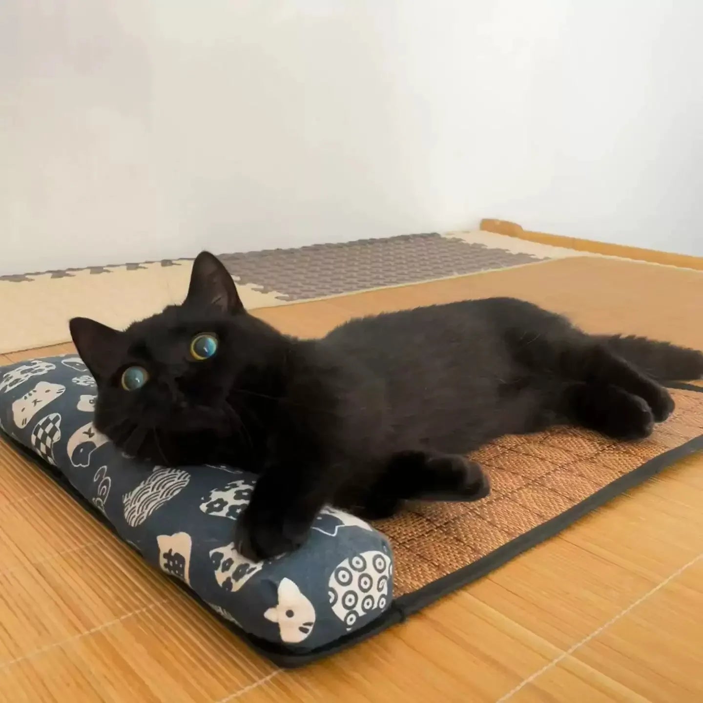 Cat Natural Cooling Mat Summer Pet Self Cooling Pad Cat Bed Mat For Dogs Indoor Rattan Weave Mat Sleeping Cat Bed