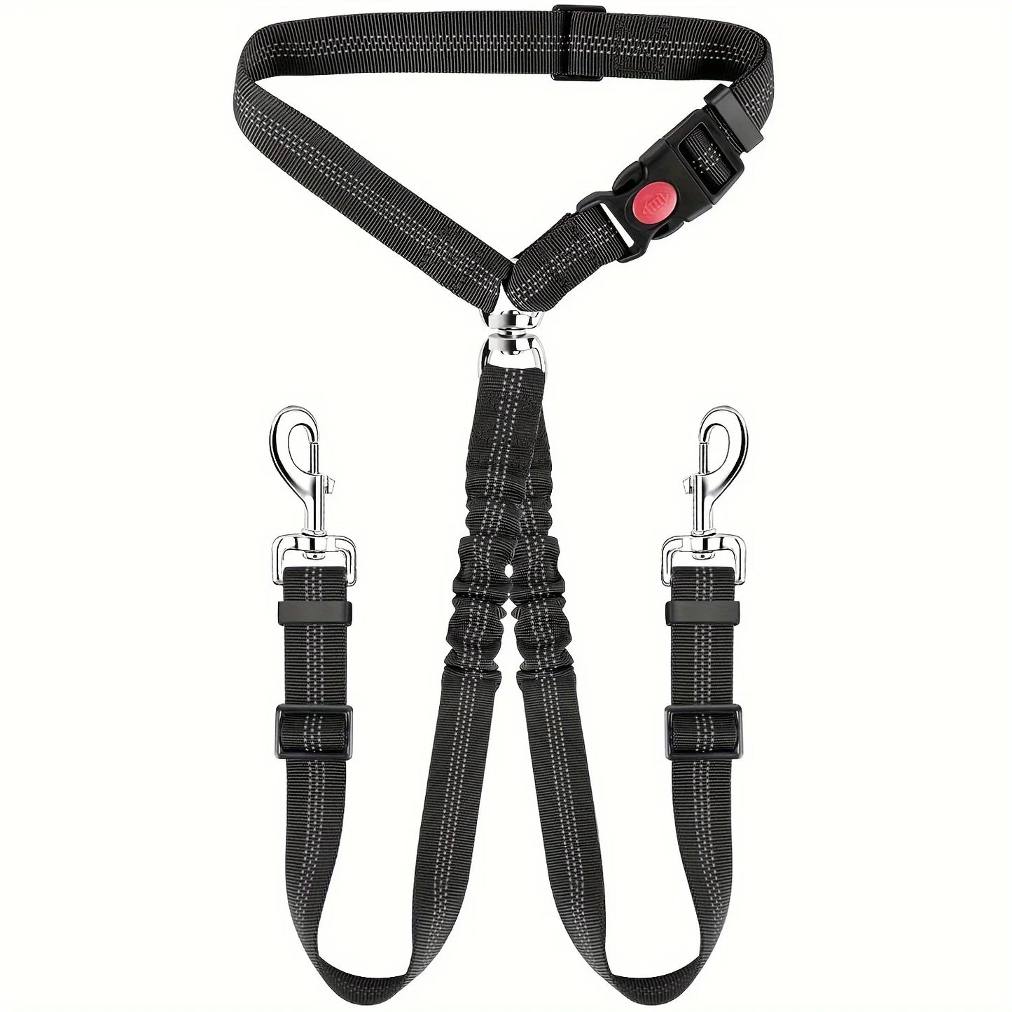 1Pcs Pet Dog Seat Belt Car Supplies Dog Cat Car Fixed Dog Chain Buffer Traction Car Safety Rope One Belt Two Dog Leash