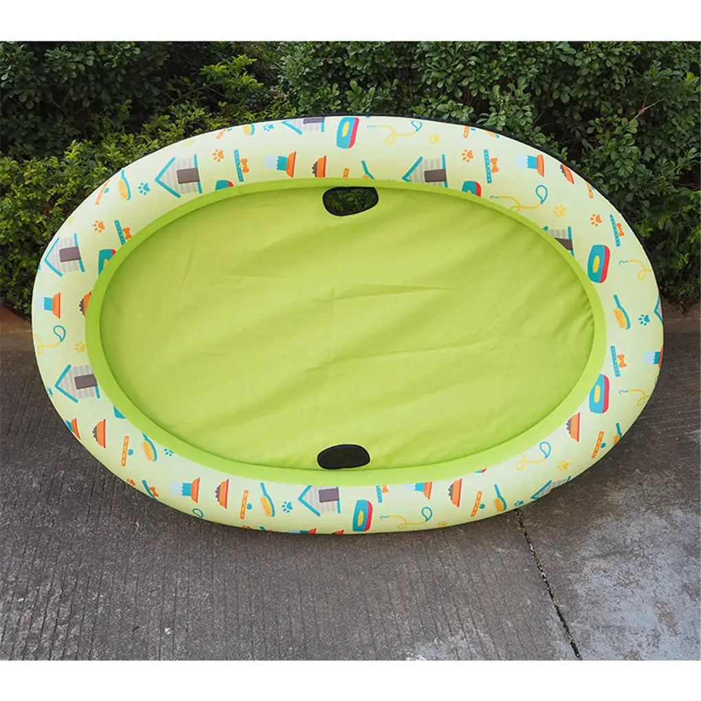Pet Swimming Pool Raft Inflatable PVC Pool Raft with Printing Pattern Outdoor Water Playing Toy, Blue