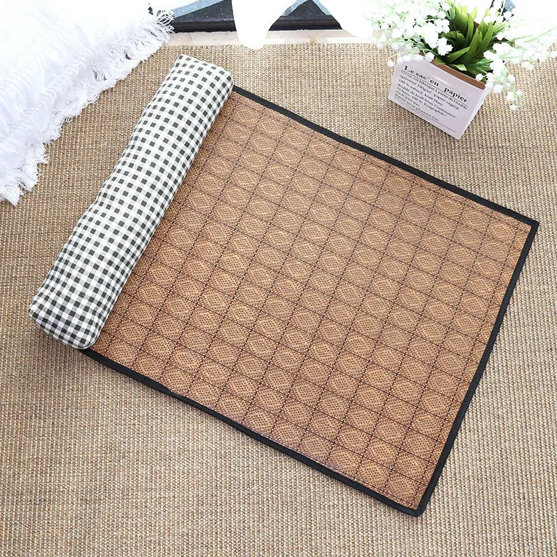 Cat Natural Cooling Mat Summer Pet Self Cooling Pad Cat Bed Mat For Dogs Indoor Rattan Weave Mat Sleeping Cat Bed