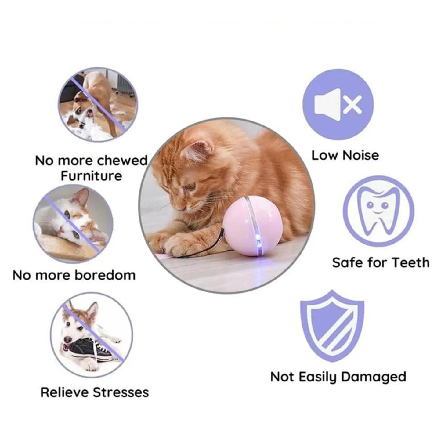 Automatic LED Intelligent Cat Ball USB Rechargeable Activated Pet Toy Ball for Indoor Cats Kitten Play Chase Exercise MIAO