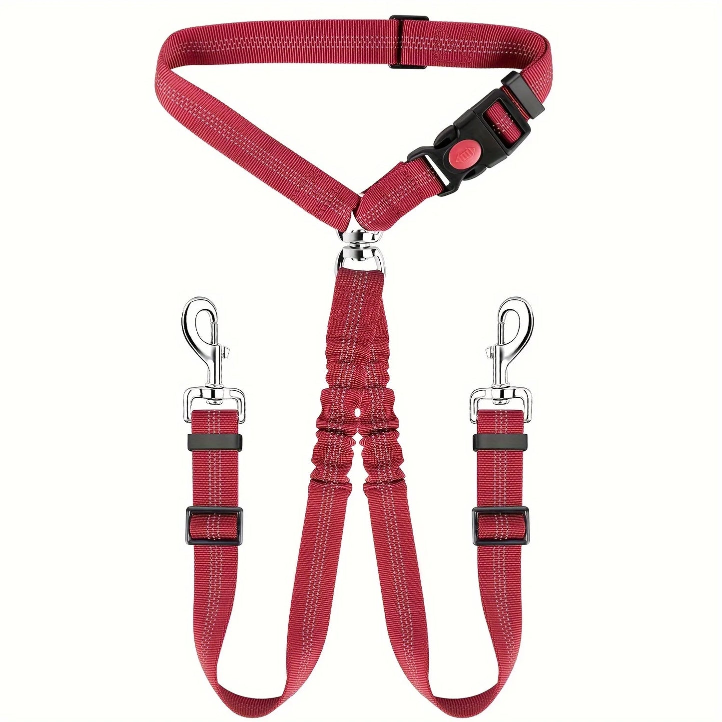 1Pcs Pet Dog Seat Belt Car Supplies Dog Cat Car Fixed Dog Chain Buffer Traction Car Safety Rope One Belt Two Dog Leash