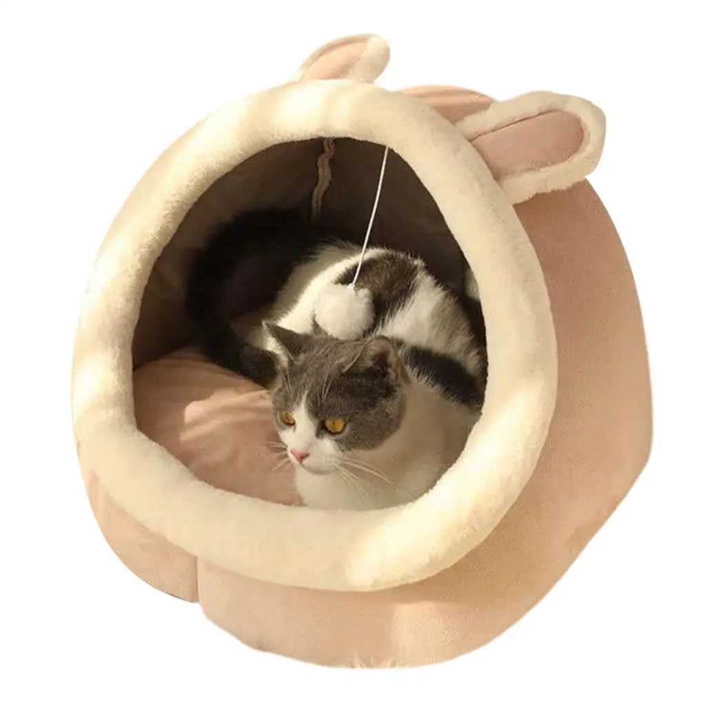 Warm Cozy Pet Bed Non-slip Bottom Cat House Cushion Removable and Washable Pet Sleeping Nest Bed