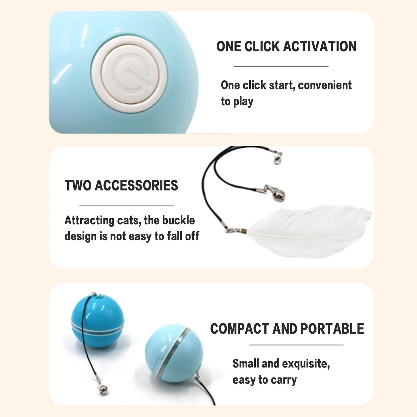 Automatic LED Intelligent Cat Ball USB Rechargeable Activated Pet Toy Ball for Indoor Cats Kitten Play Chase Exercise MIAO