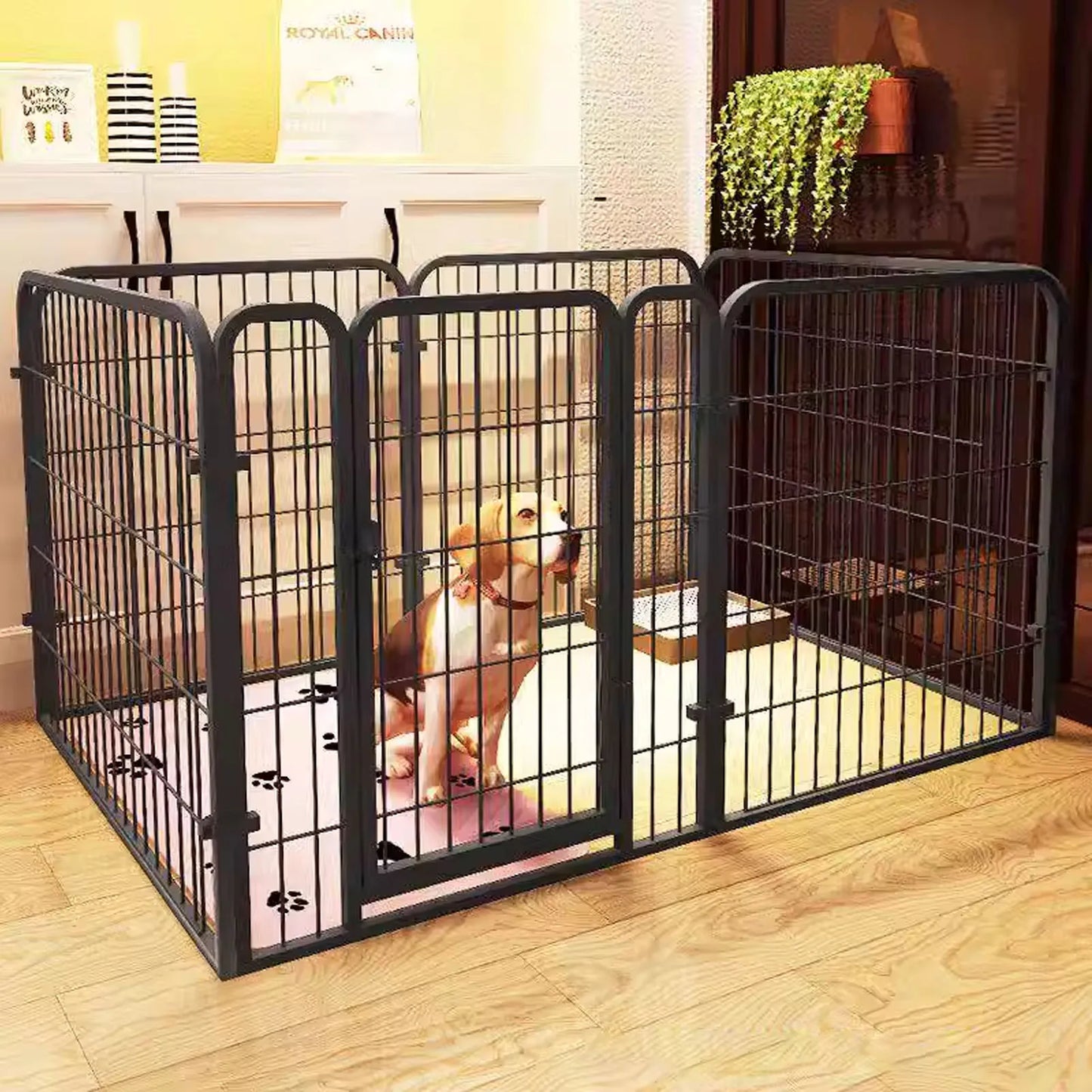 Dog Fence Indoor Pet Enclosure Metal Dog Fence 80x80cm